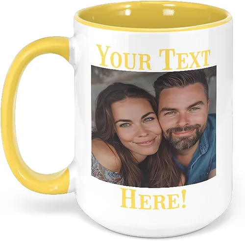 Miniatura 23 de Taza de café de cerámica negra personalizada de 11 onzas con texto, mensaje, tu texto aquí, nombre, DYE Taza para Cafe personalizadas, con foto