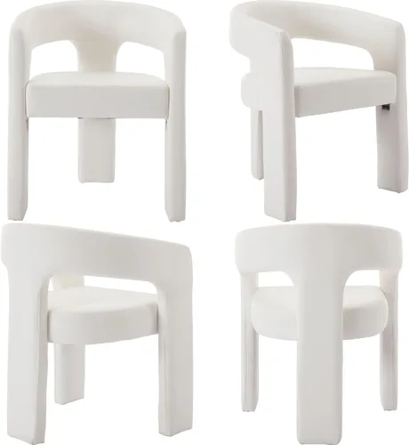 Miniatura 7 de BESTANO Modernas sillas de comedor tapizadas de piel sintética con respaldo abierto, bonitas sillas laterales de barril para cocina, sillas
