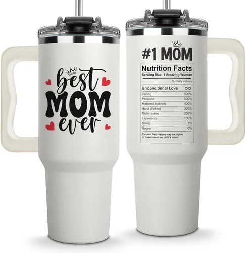 Regalos de Navidad para mamá - Mejor taza con asa de mamá de siempre de 40 onzas, taza de café para mamá, tazas de mamá, ideas de regalo para mamá,