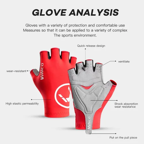 Miniatura 5 de Guantes de ciclismo transpirables para bicicleta de montaña, guantes acolchados de gel de medio dedo, guantes de ciclismo para hombres y mujeres que