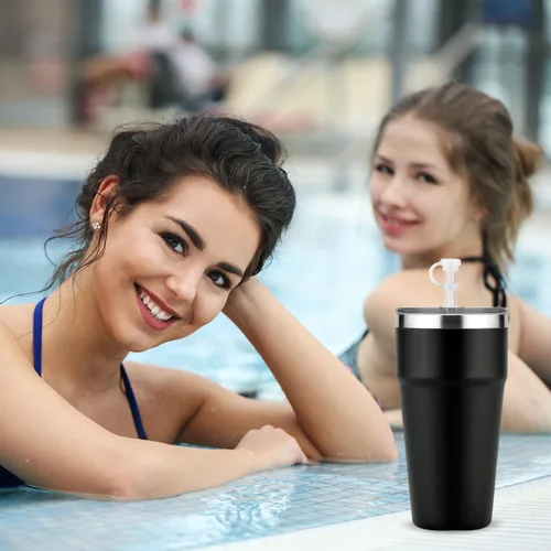 Miniatura 7 de 8 tapones de silicona a prueba de derrames compatibles con copas de popote YETI de 16/20/24/25/26/35 onzas, con tapón de silicona antifugas, tapas