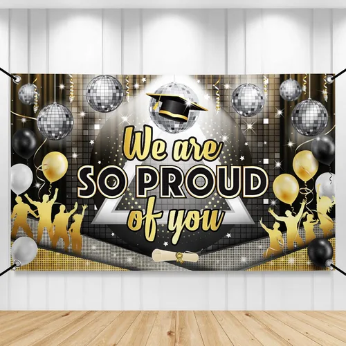 KatchOn, Cartel con texto en inglés «We are So Proud of You», extragrande, 72 x 44 pulgadas, pancarta de graduación de discoteca para decoraciones