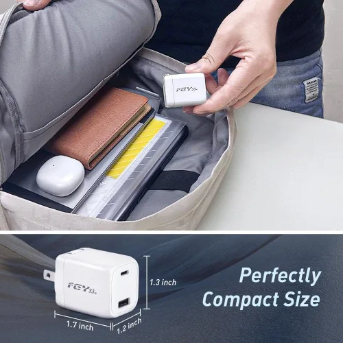 Miniatura 7 de FGY Cargador de pared USB C, cargador rápido GaN II de 30 W, bloque de carga de doble puerto, carga rápida para iPhone17/16/15/14 Pro