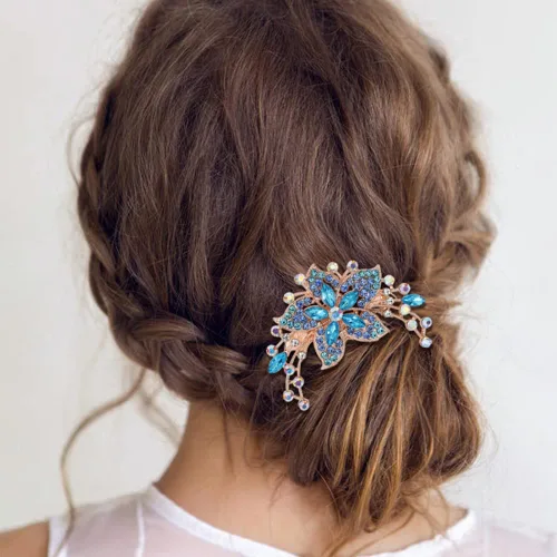 Miniatura 4 de inSowni Paquete de 6 diamantes de imitación brillantes con purpurina de lujo, diamantes de imitación decorativos de metal dorado para el cabello