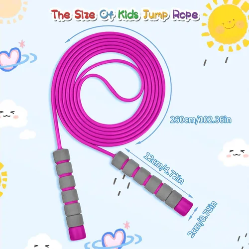 Miniatura 3 de Cuerda de saltar para niños, cuerda de saltar para niños, cuerda de saltar suave ajustable, cuerda de saltar para niños pequeños con asas de espuma
