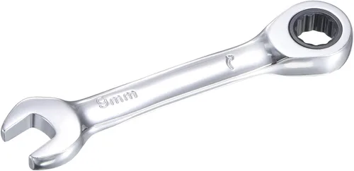 Miniatura 17 de uxcell Llave combinada de trinquete rechoncha de 0.394 in métrica 72 dientes 12 herramientas terminadas en caja de puntos, CR-V