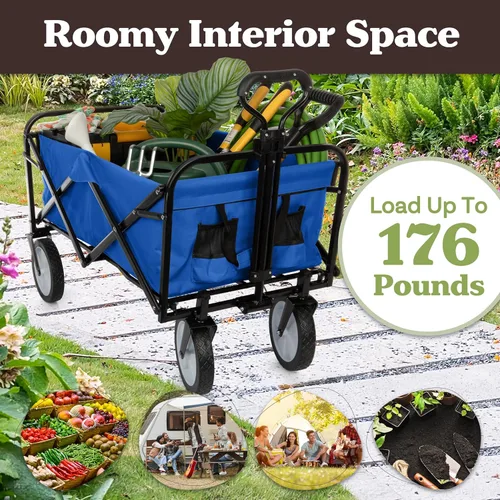 Miniatura 2 de Pure Garden - Carro plegable de comestibles con ruedas, carrito de playa portátil, carrito de jardín plegable o carrito de compras, carros plegables