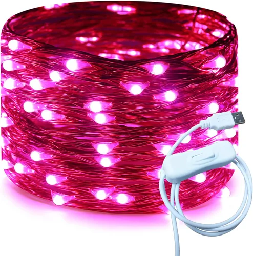 Miniatura 21 de RUICHEN Alambre de cobre de 33 pies, 100 luces LED USB con interruptor de encendido/apagado, verde