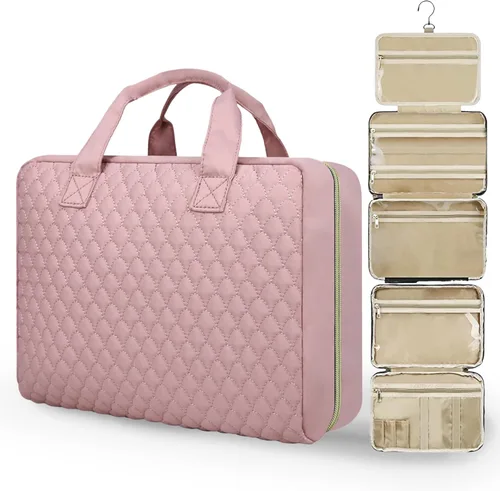 Miniatura 9 de Neceser de viaje desmontable para mujer – Neceser grande para mujeres que viajan – Bolsa de maquillaje colgante para cosméticos, organizador