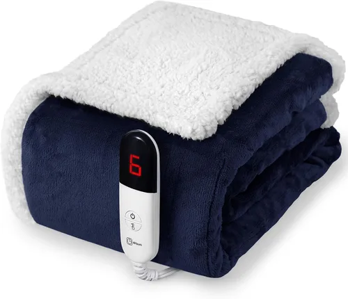 Miniatura 15 de Manta térmica eléctrica Twin Waffle, 62 x 84 pulgadas, manta de calentamiento rápido, 6 niveles de calefacción y 10 horas de apagado automático