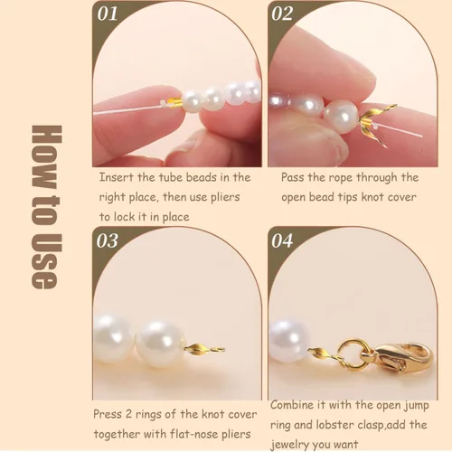 Miniatura 4 de Juego de 1200 accesorios para hacer joyas con 100 piezas de cierre de pinza de langosta, 300 puntas de cuentas, cubiertas de nudo, 400 cuentas