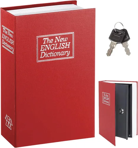 Miniatura 13 de Decaller Caja fuerte para libros con cerradura de llave, caja secreta de metal oculta para seguridad del hogar, dinero y joyas, 9.5 x 6.2 x 2.2