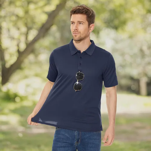 Miniatura 7 de CRYSULLY Camisas polo de manga corta para hombre, secado rápido, tácticas, con cuello, camisa de golf de piqué