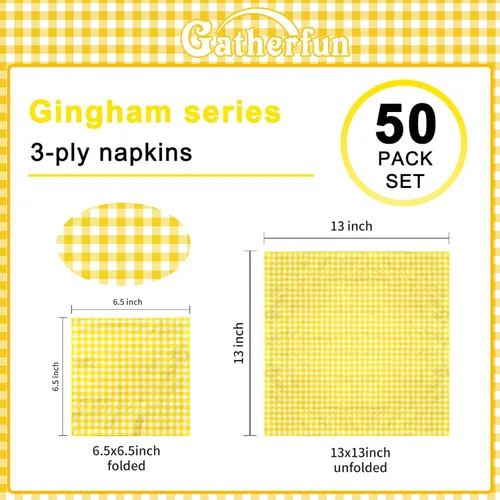 Miniatura 2 de Gatherfun Suministros para fiestas, servilletas de papel desechables amarillas y blancas para fiesta de Pascua