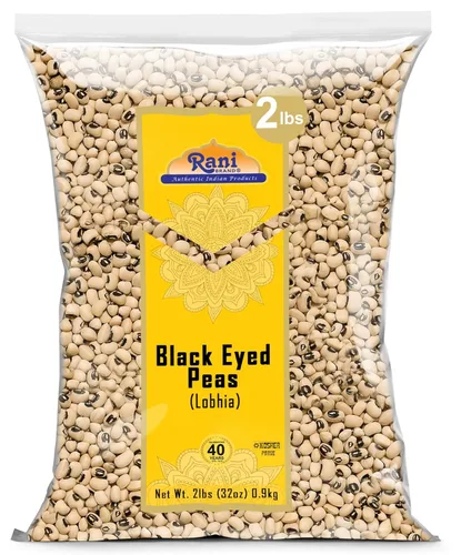 Miniatura 18 de Rani Black Eyed Peas, Guisantes de Carita Secos (Lobhia) 400oz (25lbs) 11.36kg Caja a Granel ~ Completamente Natural Vegano Kosher Apto