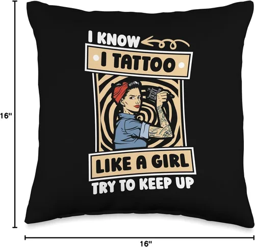 Miniatura 4 de Tattoo Artist Gifts & Accessories Tattooist Girl Tattooer Tattoo Artist - Almohada de 16 x 16 pulgadas, multicolor
