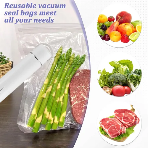 Miniatura 3 de 40 paquetes de bolsas selladoras al vacío, bolsas de sellado al vacío para válvula de aire, bolsa de sellado de almacenamiento reutilizable
