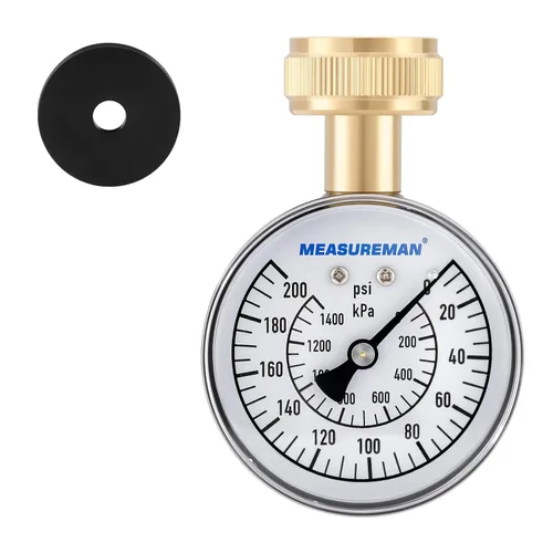 Measureman - Manómetro de presión de agua de 0-200 psi, esfera de 2.5", medidor de presión para boquilla de manguera, probador de presión de agua