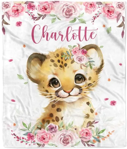 Miniatura 33 de Manta de bebé personalizada con nombre, linda flor de elefante, recién nacido, niña, niños, hija, multicolor 507