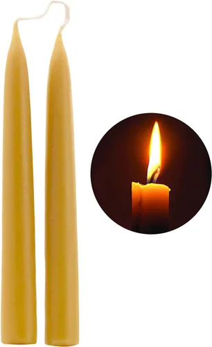 DEYBBY - Juego de 2 velas cónicas de cera de abeja natural de 8 pulgadas, sin humo y sin goteo, para decoración de cena del hogar, regalo de