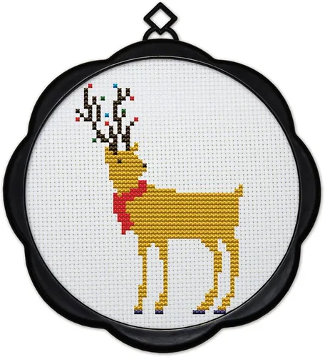 Awesocrafts Kits de punto de cruz Deer King 11CT patrones estampados fáciles de punto de cruz bordado de costura suministros (ciervos)