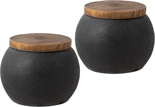 Miniatura 8 de SUNBURY Mesa auxiliar para interiores y exteriores, mesas auxiliares de 14 pulgadas de ancho para patio, mesa auxiliar decorativa, taburete