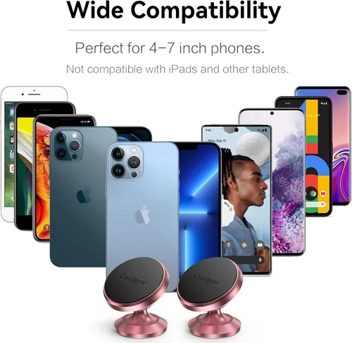 Miniatura 6 de Coolpow 【2 paquetes】Soporte magnético para teléfono para automóvil【Imán fuerte】Soporte de teléfono para tu coche Soporte de teléfono para automóvil