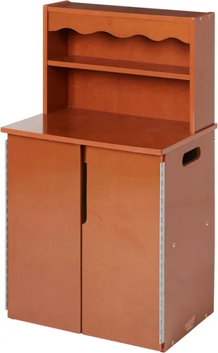 Chef's Station - Armario de cocina de madera para niños, juego de madera, nogal oscuro