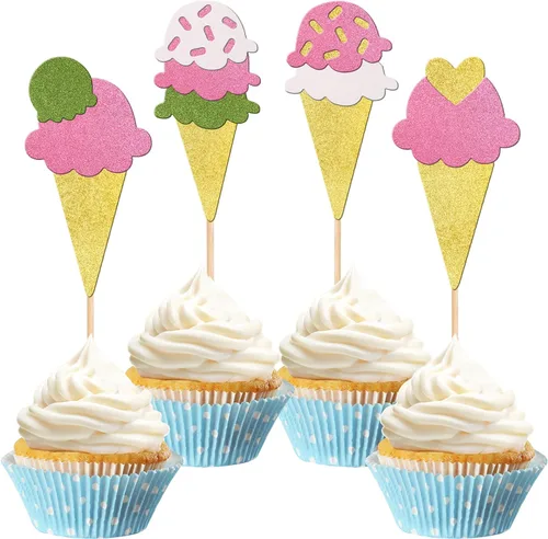 Miniatura 7 de 7 piezas de hojas tropicales con purpurina para tartas, plantas verdes de la selva, paletas, hojas de palmera, decoración de pasteles para verano