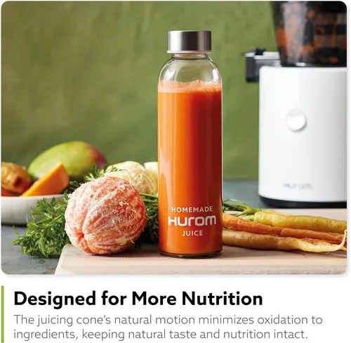Miniatura 6 de Máquina exprimidora de prensa fría Hurom H320N, exprimidora de masticación lenta fácil de limpiar, coladores gruesos, autoalimentación, sin manos
