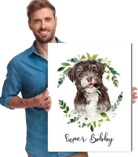 Miniatura 20 de Artsadd Impresión conmemorativa personalizada de retrato de mascotas, regalos artísticos hechos en Estados Unidos, lienzo de memoria personalizado