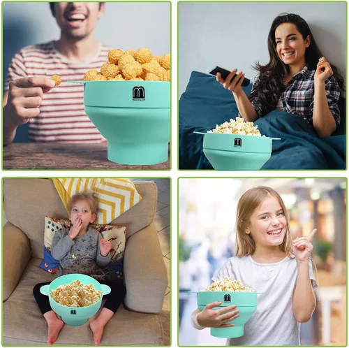 Miniatura 6 de MMUGOOLER - Máquina de palomitas de maíz de silicona original para microondas, cuenco plegable con tapa, sin BPA y apto para lavavajillas, rápido