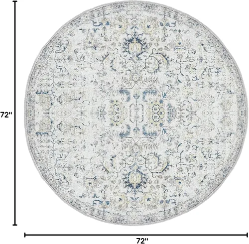 Miniatura 242 de jinchan Lima - Alfombra simétrica floral geométrica lavable, alfombra de entrada de medio círculo de 2 x 3, alfombra de media luna, suave y Azul
