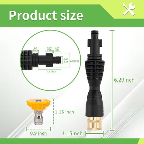 Miniatura 6 de FIXFANS Cañón de espuma de doble conector accesorio para lavadora a presión, cañón de jabón de doble punta, adaptador de repuesto para lavadora