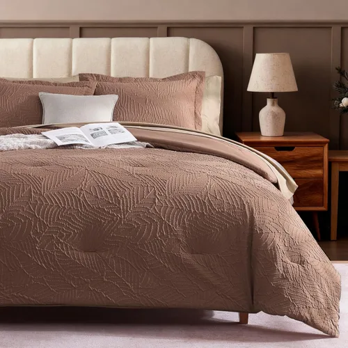 Miniatura 11 de Geniospin Juego de edredón tamaño matrimonial, ropa de cama con textura para todas las estaciones, con edredón, sábanas, fundas de almohada y fundas