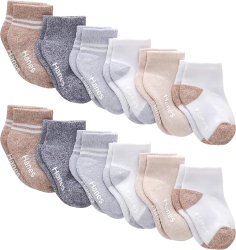 Miniatura 9 de Hanes Calcetines tobilleros antideslizantes para bebés y niños pequeños, paquete múltiple