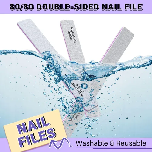 Miniatura 5 de TsMADDTs Lima de uñas, 21 limas de grano 80 80, tableros de esmeril de doble cara para uñas de gel acrílico natural, herramientas de manicura