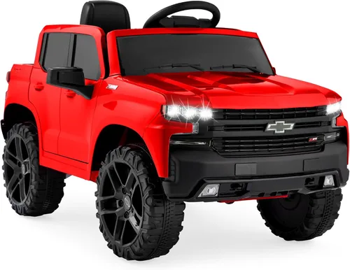 Productos de la mejor elección Camioneta Chevrolet Silverado con licencia de 12 V para montar, juguete de auto eléctrico con control remoto para Rojo