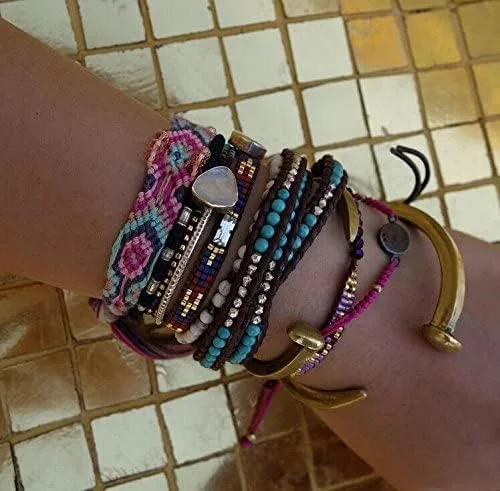 Miniatura 6 de KELITCH Pulsera de plata con 3 cuentas y nácar turquesa, hecha a mano, nueva joyería, Turquesa creada, turquesa creada