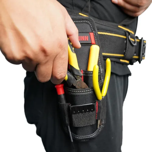 Miniatura 9 de KUNN Soporte de herramientas de construcción Pequeña bolsa de herramientas de electricista para cinturón de herramientas rojo (Red-1 Pack)