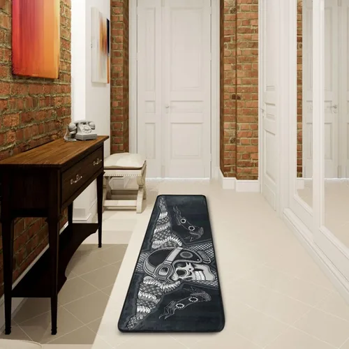 Miniatura 4 de Calavera con alfombra vintage para motocicleta, alfombra antideslizante para cocina, alfombra de área suave para baño, entrada, pasillo, comedor