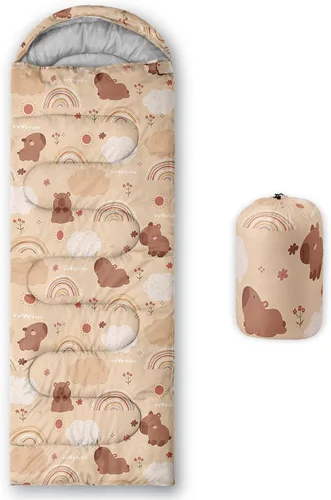 Miniatura 21 de AILONEN Saco de dormir de campamento de dibujos animados para niños y niñas, adultos, ligero e impermeable, 3 estaciones, clima cálido y frío