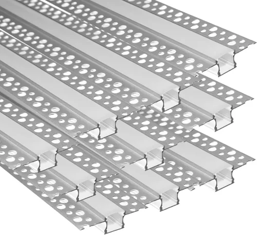 Miniatura 9 de Canal de aluminio LED de yeso, paquete de 6 unidades, 3.3 ft/3.3 pies, perfil de canal LED de aluminio para paneles de yeso sin bordes con tapa