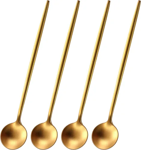 Miniatura 19 de DEHOV 4 cucharas de café 18/10 de acero inoxidable negro satinado de 6.7 pulgadas, cuchara de té helado, cucharas para remover espresso, cucharas