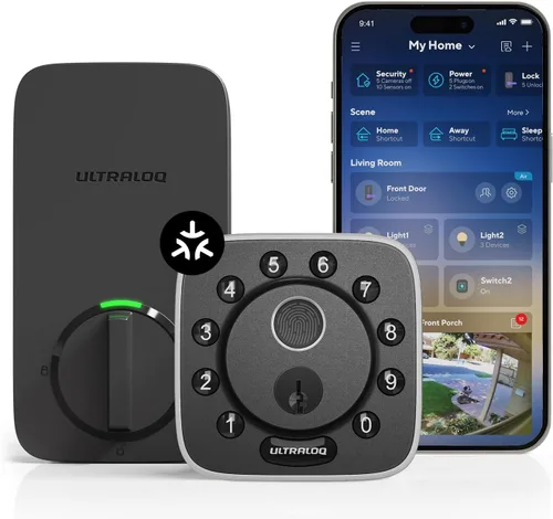 ULTRALOQ Cerradura Inteligente Bolt Fingerprint Matter Actualización 2025, cerradura de puerta de entrada sin llave de huellas dactilares, funciona