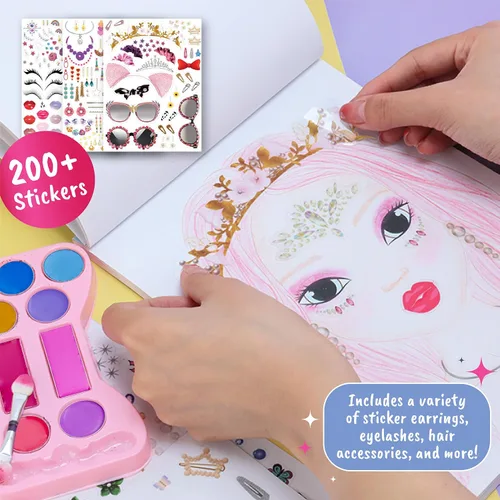 Miniatura 4 de BSCOOL Artista de maquillaje. Maquillaje divertido 3 en 1, calcomanías, kit de colorear, incluye lápices de colores, paleta de maquillaje y más