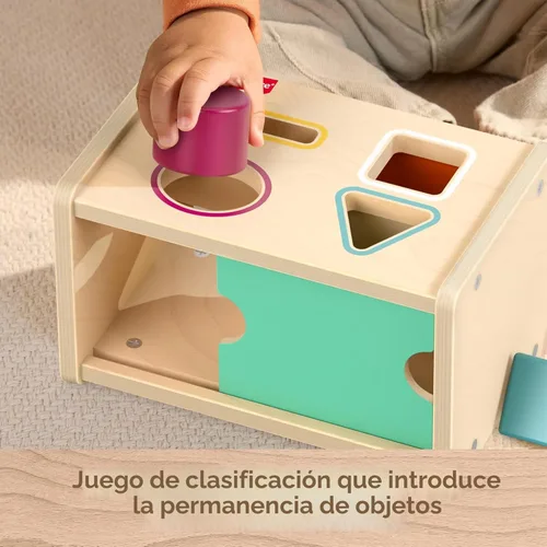 Miniatura 3 de Fisher-Price Caja de permanencia de objetos de juguete Montessori de madera para ordenar y encontrar, sello de excelencia de la Sociedad Montessori
