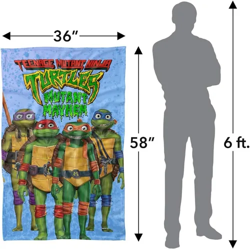 Miniatura 4 de LOGOVISION Teenage Mutant Ninja Turtles: Mutant Mayhem Blanket, 36"x58" Turtle Teens Fleece Blanket