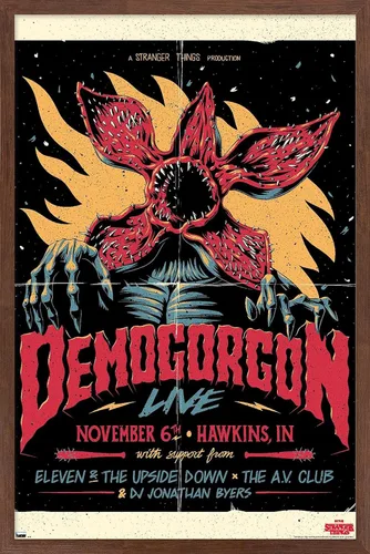 Miniatura 10 de Netflix Stranger Things - Póster de pared en vivo Demogorgon, 22.4 pulgadas de largo x 14.7 pulgadas de ancho, versión enmarcada de madera de granero
