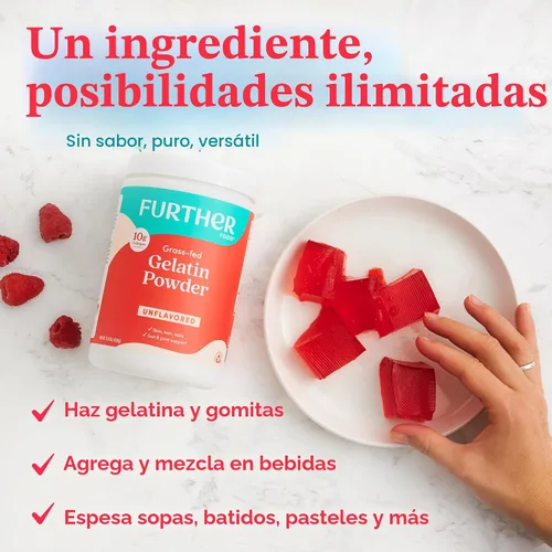 Miniatura 6 de Further Food Polvo de Gelatina Premium – Sin sabor, de cuero de res alimentado con pasto y criado en pastizales, sin OGM, sin azúcar, apto para Keto